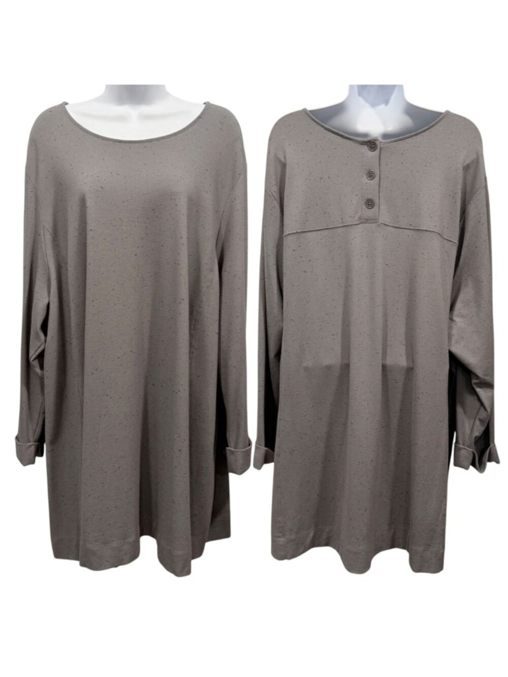 J.Jill Ponte Knit 3 Button Back Tunic Top Lagenlook Minimalist Gray Plus Size 4X